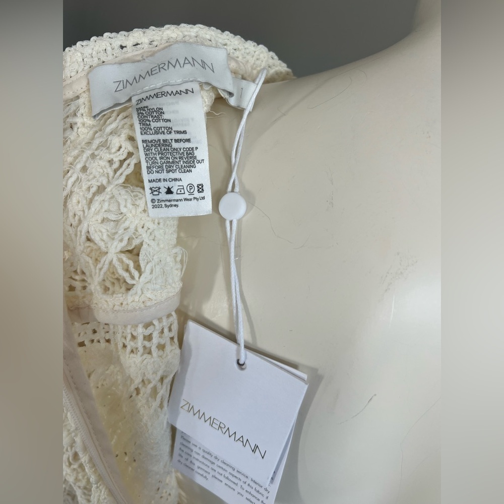 ZIMMERMANN Cira Ivory Ribbon Lace Tassel Midi Belted Dress sz 1 NWT 950$ - Picture 11 of 15